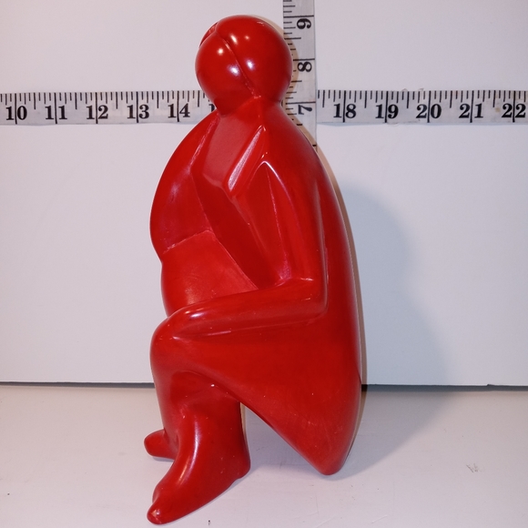 MCM Red abstract sculpture women sitting. - Picture 3 of 9